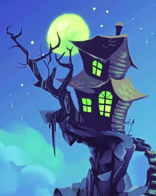 Spooky Witch House paint by numbers