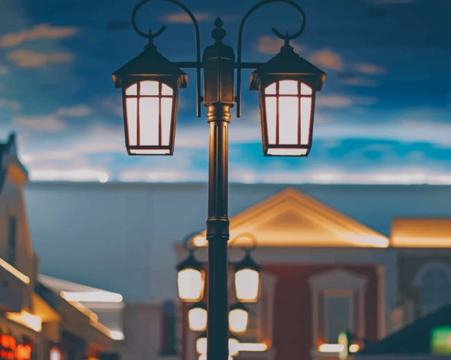Street Lamps At Evening paint by numbers
