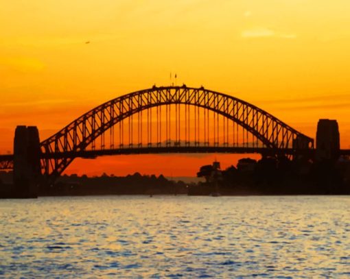 Sydney Harbour Bridge Silhouette Sunset paint by numbers