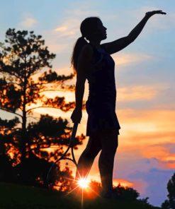 Tennis Player Silhouette In Sunset paint by numbers