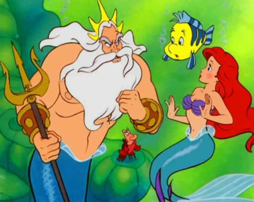 The Little Mermaid With Her Father paint by numbers