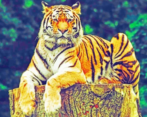 Tiger Sitting On A Tree paint by numbers