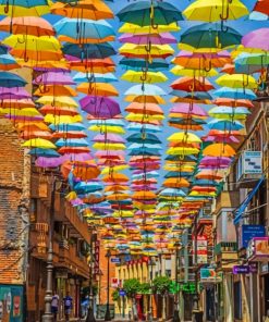 Umbrella Street In Madrid paint by numbers