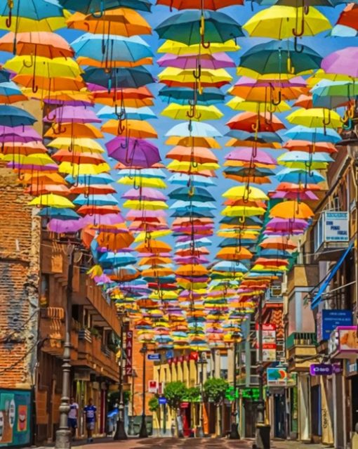 Umbrella Street In Madrid paint by numbers