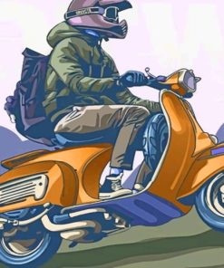 Vaspa Cartoon Boy Riding A Motor Cycle painting by numbers