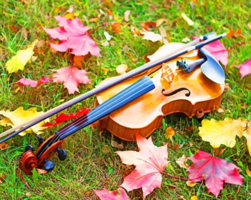 Violin With Maple Leaves painting by numbers