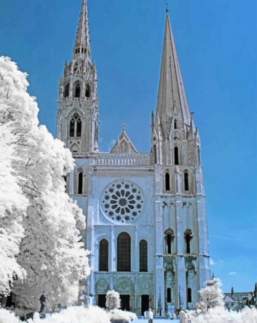 White Chartres Cathedral paint by numbers