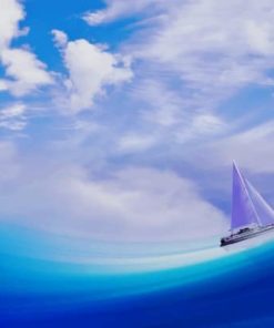 White Ship In blue Sea painting by numbers
