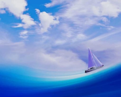 White Ship In blue Sea painting by numbers