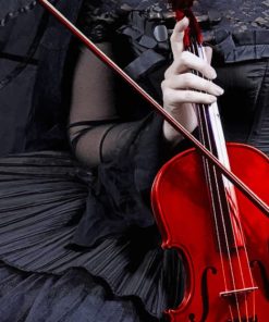 Lady Wearing Black Dress Holding Violin painting by numbers