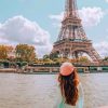 Woman Sitting In Front Of Eiffel Tower painting by numbers