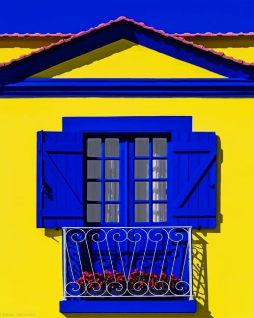 Yellow And Blue House painting by numbers