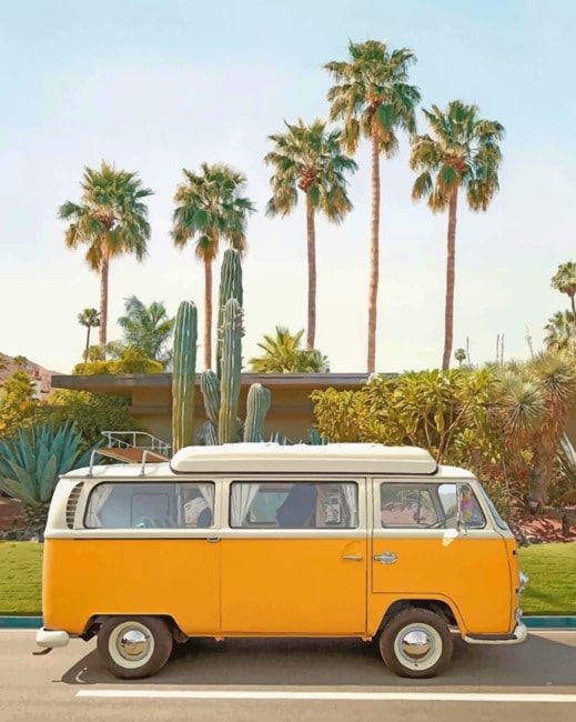Yellow Volkswagen Van NEW Paint By Numbers - Canvas Paint by numbers