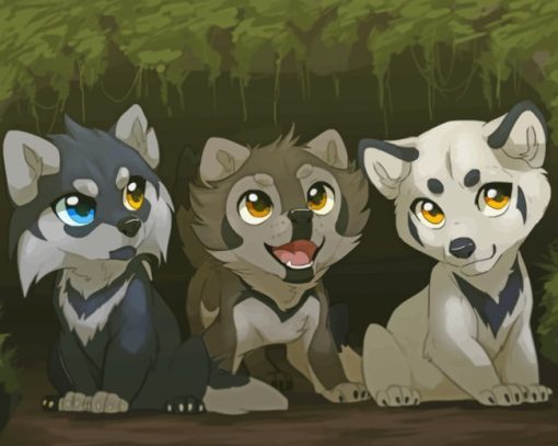 Young Cartoon Wolves paint by numbers