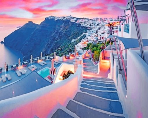 Sunset Over Santorini paint by numbers