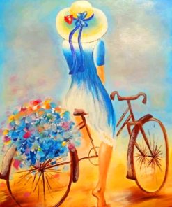 Aesthetic Woman On Bicycle paint by numbers