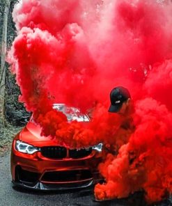 Bmw With Red Smoke Bomb paint By Numbers