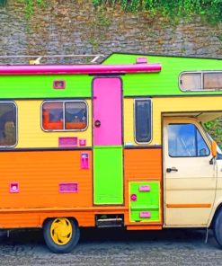Colorful Camping Bus paint by numbers