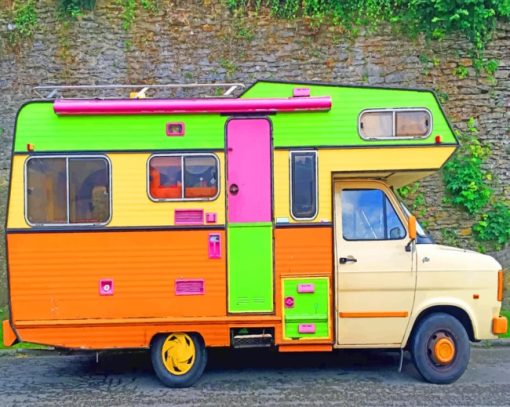Colorful Camping Bus paint by numbers