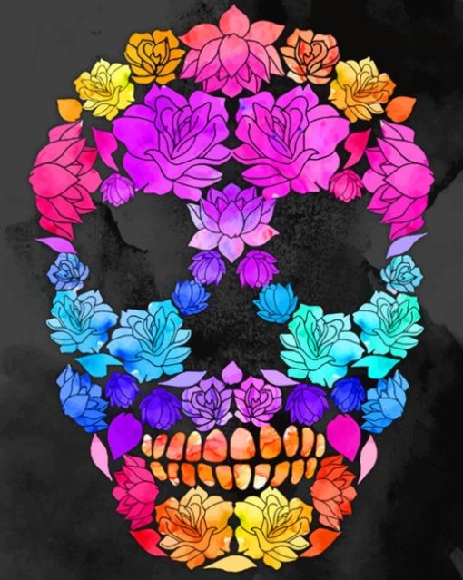 Colorful Floral Skull paint by numbers
