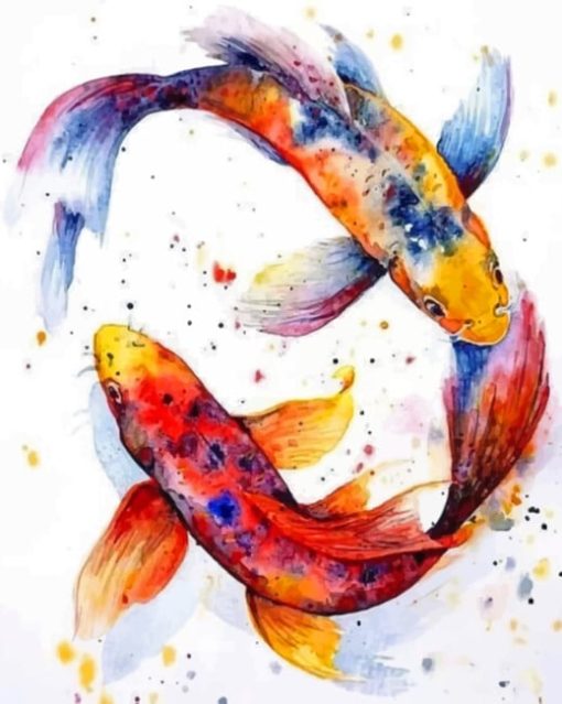 Colorful Koi Fishes paint by numbers