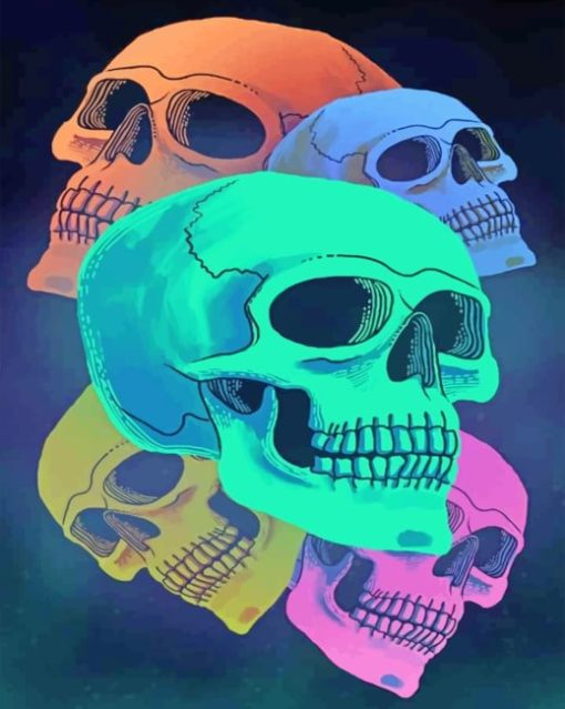 Colorful Skulls paint by numbers