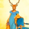 Deer In Blue Dress paint by numbers