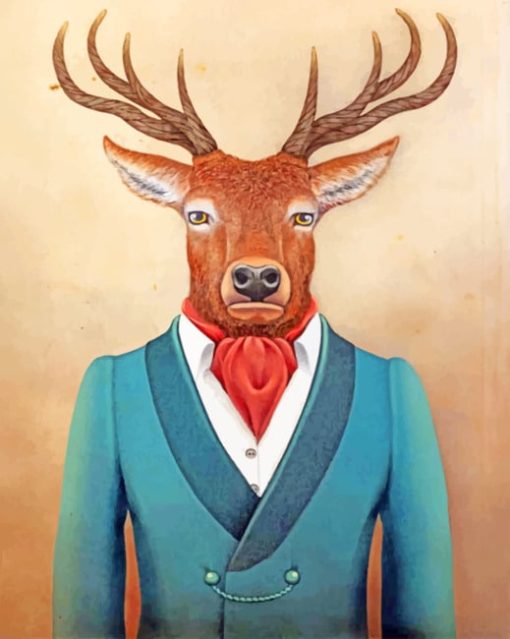 Deer Wearing Clothes paint by numbers