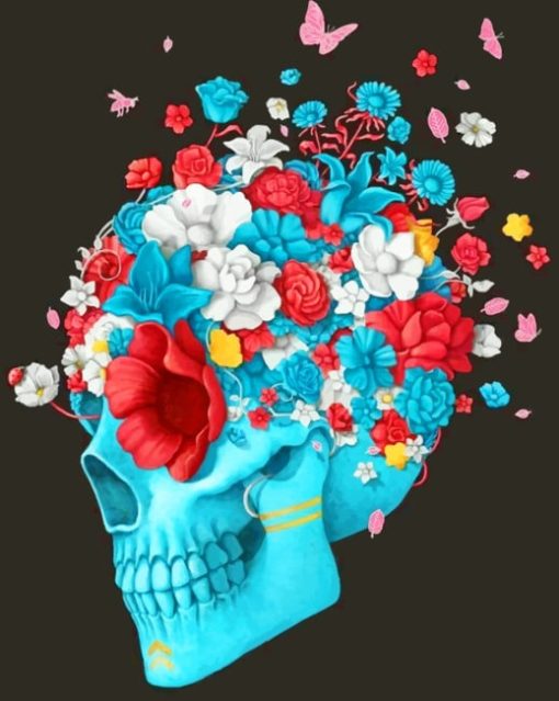 Floral Skull paint by numbers