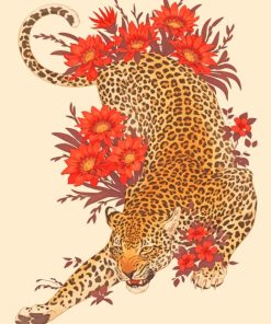 Floral Tiger paint by numbers