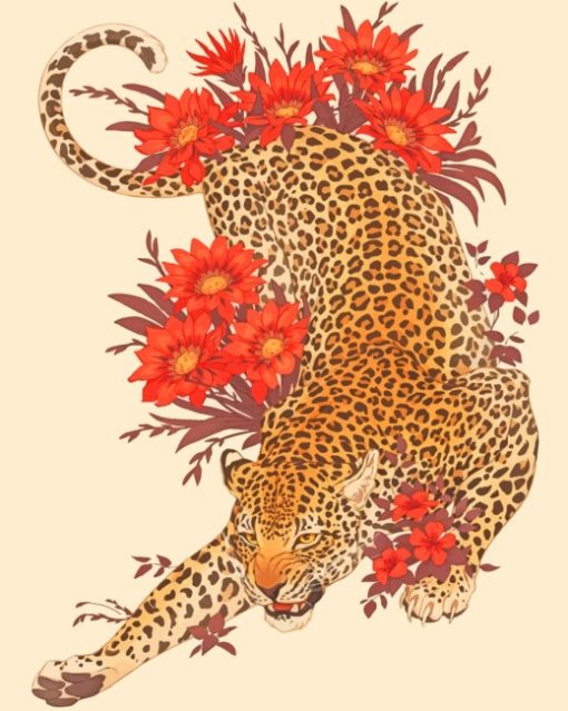 Floral Tiger paint by numbers