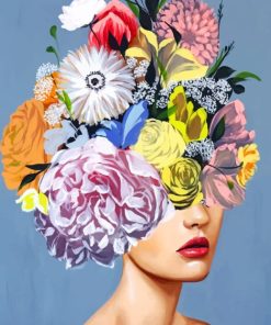 Flower On Girl Head paint by numbers