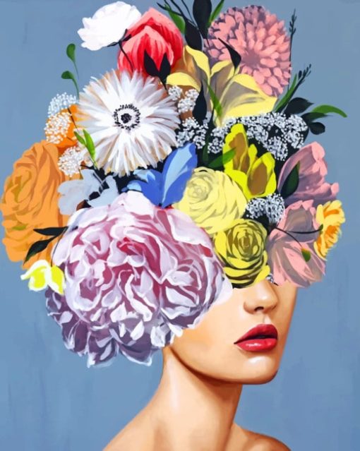Flower On Girl Head paint by numbers