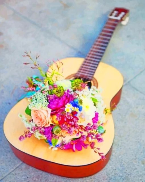 Flowers On Guitar paint by numbers