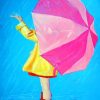 Girl Under Pink Umbrella paint by numbers