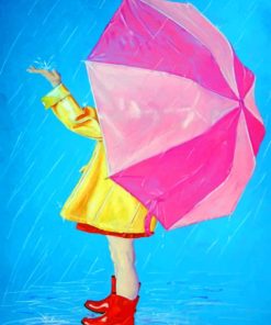 Girl Under Pink Umbrella paint by numbers