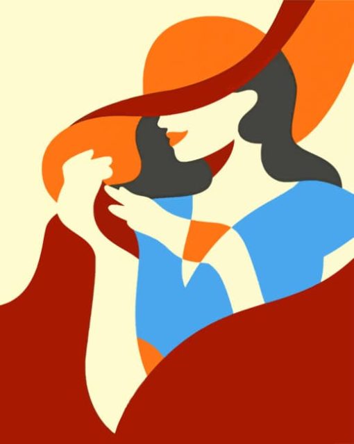 Illustration Lady With Hat paint by numbers