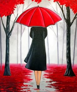 Lady Under Red Umbrella paint by numbers