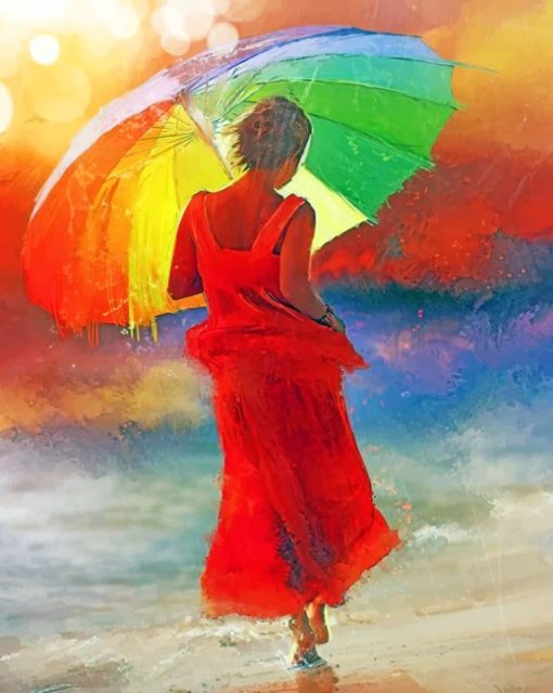 Lady Under Umbrella paint by numbers
