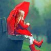 Little Girl With Umbrella paint by numbers