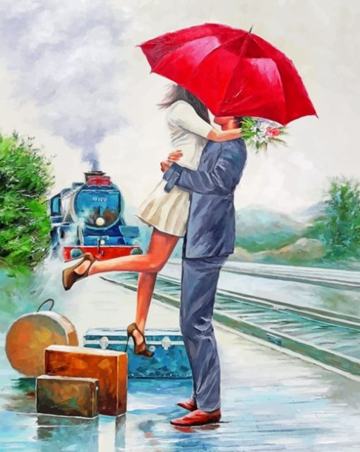 Lovers Under Umbrella paint by numbers