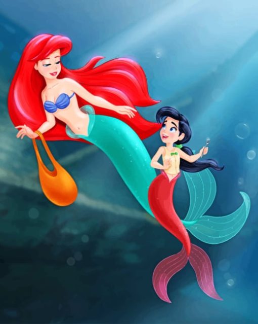 Mermaid Ariel And Kid paint by numbers