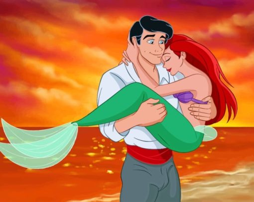 Mermaid Ariel And Eric paint by numbers
