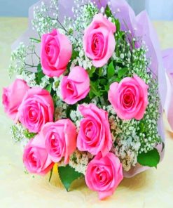 Pink Roses Bouquet paint by numbers