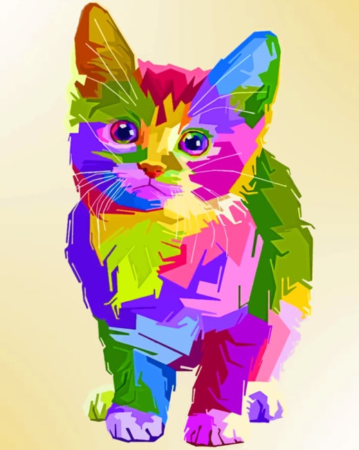 Rainbow Pop Art Cat paint by numbers