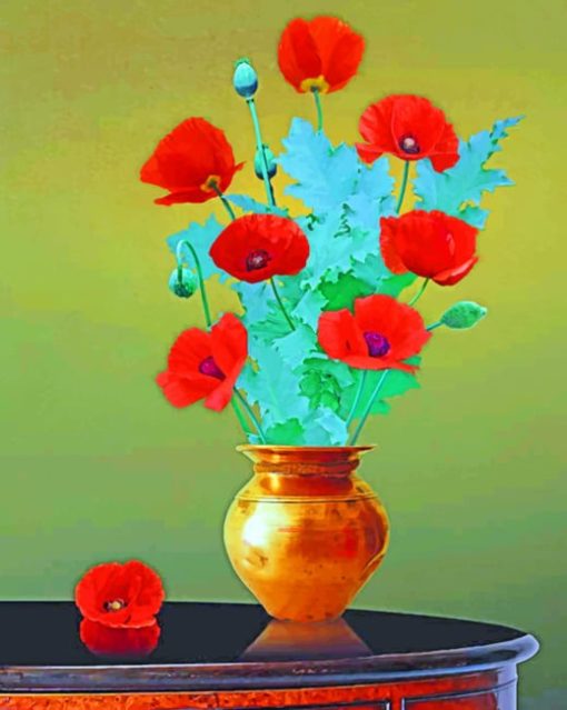 Red Poppies Vase paint by numbers