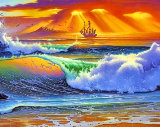 Sea Sunset Waves paint by numbers