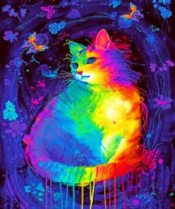 Splatter Rainbow Cat paint by numbers