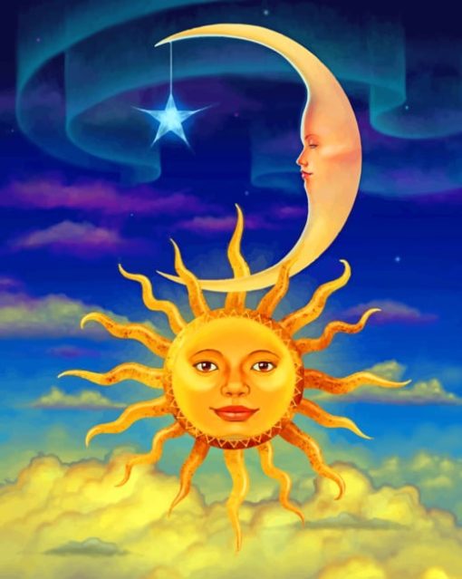 Sun and Moon art Paint by numbers