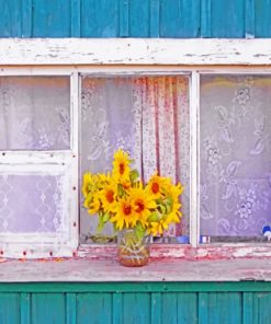 Sunflowers In Window paint by numbers